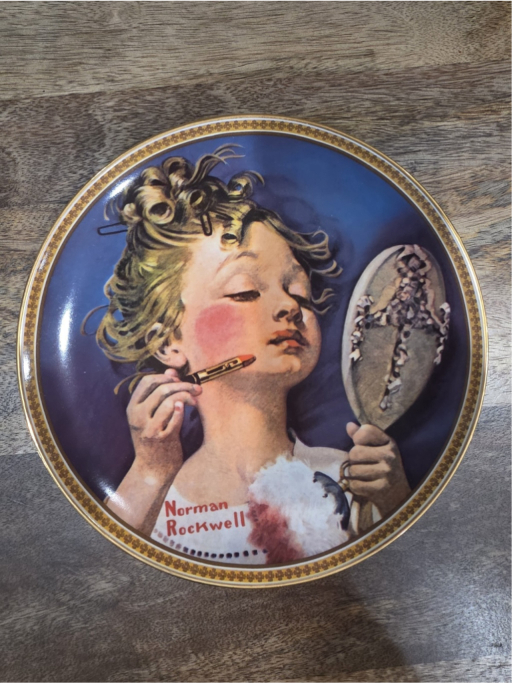 Norman Rockwell's "Making Believe At The Mirror" Collector Plate By E. Knowles